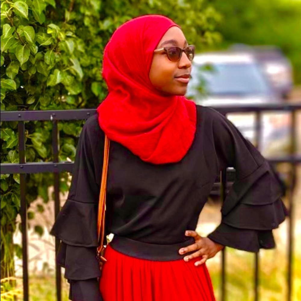 Long Ruffled Sleeve Black Blouse